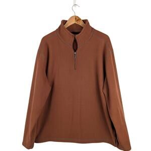 True Grit Dry Goods Mens Rust Brown Pullover 1/4 Zip Fleece Sweatshirt Size‎ XL